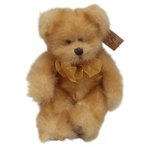 Russ Berrie Pennington Teddy Bear Plush‎ Stuffed Animal Toy Gold Bow 9" NEW